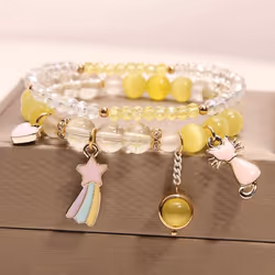 Fashion Cat Pendant Crystal Bracelet Female Simple Student&apos;s Girls Best Friend Bracelet Jewelry Gift - blue