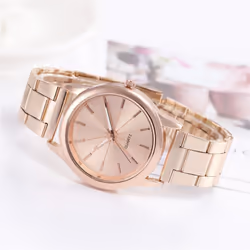Fashion Women&apos;s Luxury Rose Gold Quartz Watch Stainless Steel Dress Bracelet Watch - gold