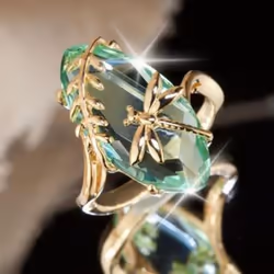 Chic Fashion Jewelry Women Dranonfly Design Natural Peridot Engagement Wedding Party Ring - as the picture, No. 7