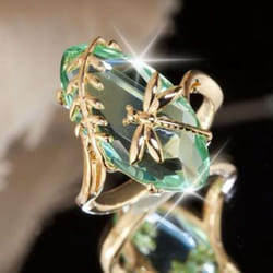 Chic Fashion Jewelry Women Dranonfly Design Natural Peridot Engagement Wedding Party Ring - as the picture, No. 9