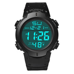 Fashion Waterproof Men&apos;s Boy Lcd Digital Stopwatch Date Rubber Sport Wrist Watch - black, One Size