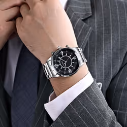 Men&apos;s Luxury Quartz Stainless Steel Sports Watch - white