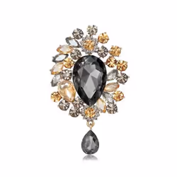 Brooch European And American Luxury Super Flash Crystal Brooch - black