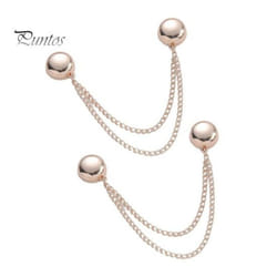 2pcs Multi-function Magnetic Clothing Clip With Chain Multi-purpose Pinless Metal Buttons Clip Clothes Scarf Trouser Legs Cuff Fixing Magn - rose gold