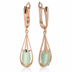 Kinel Lake Green Zircon Long Dangle Earrings For Women Water Drop Stone Earrings