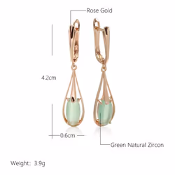Kinel Lake Green Zircon Long Dangle Earrings For Women Water Drop Stone Earrings