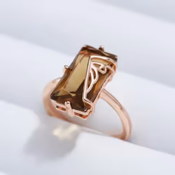 Hollow Inlay Square Light Tea Color Zircon Large Rings Elegant Geometric Jewelry Women Rings Accessories - as the picture, 9