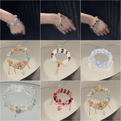 Simple Alloy Till The End Of The Moon Chinese Jewelry Tassel Chain Women Bracelet Beads Pendant - A
