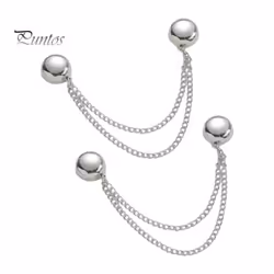 2pcs Multi-function Magnetic Clothing Clip With Chain Multi-purpose Pinless Metal Buttons Clip Clothes Scarf Trouser Legs Cuf ...
