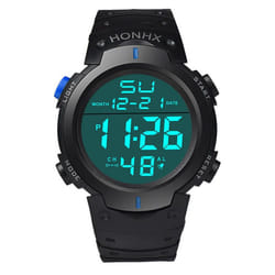 Fashion Waterproof Men&apos;s Boy Lcd Digital Stopwatch Date Rubber Sport Wrist Watch - blue, One Size