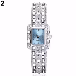 Lady Slim Watch Band Bracelet Quartz Rectangle Case Watch - blue