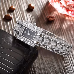 Lady Slim Watch Band Bracelet Quartz Rectangle Case Watch - blue