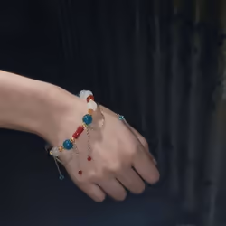 Simple Alloy Till The End Of The Moon Chinese Jewelry Tassel Chain Women Bracelet Beads Pendant - C