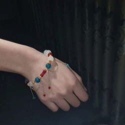 Simple Alloy Till The End Of The Moon Chinese Jewelry Tassel Chain Women Bracelet Beads Pendant - C