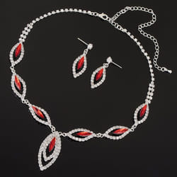 Fashion Crystal Jewelry Set Jewelry Colorful  Necklace Set Earring And Necklace  Accessory For Party - red, set