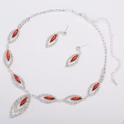 Fashion Crystal Jewelry Set Jewelry Colorful  Necklace Set Earring And Necklace  Accessory For Party - red, set