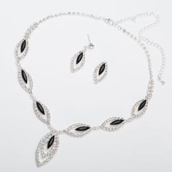 Fashion Crystal Jewelry Set Jewelry Colorful  Necklace Set Earring And Necklace  Accessory For Party - black, set