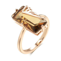 Hollow Inlay Square Light Tea Color Zircon Large Rings Elegant Geometric Jewelry Women Rings Accessories - as the picture, 7