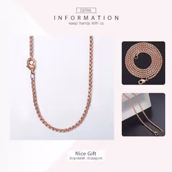 Simple 2mm/3mm Women Round Box Chain Necklaces For Women Men Stainless Steel Never Fade Rose Gold - black, 2mm-75cm