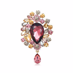 Brooch European And American Luxury Super Flash Crystal Brooch - red