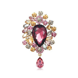 Brooch European And American Luxury Super Flash Crystal Brooch - red