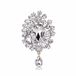 Brooch European And American Luxury Super Flash Crystal Brooch - white