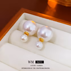 Silver Needle, Simple Pearl, Two Wear Earrings, Fashionable And Versatile Earrings, Light Luxury, And High End Earrings - whi ...