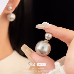 Silver Needle, Simple Pearl, Two Wear Earrings, Fashionable And Versatile Earrings, Light Luxury, And High End Earrings - white