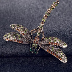 New Fashion Jewelry Women&apos;s Vintage Noble Dragonfly Crystal Scarf Pin Brooches