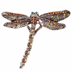 New Fashion Jewelry Women&apos;s Vintage Noble Dragonfly Crystal Scarf Pin Brooches