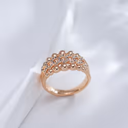 Luxury Gold Color Double Ball Hollow Chain Full Zircon Rings For Women Personality Jewelry - as the picture, 7