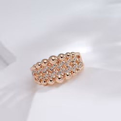 Luxury Gold Color Double Ball Hollow Chain Full Zircon Rings For Women Personality Jewelry - as the picture, 7