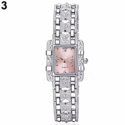 Lady Slim Watch Band Bracelet Quartz Rectangle Case Watch - pink