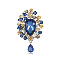 Brooch European And American Luxury Super Flash Crystal Brooch - blue