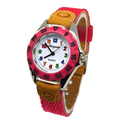 Cute Boys Girls Quartz Watch Kids Children&quot;s Fabric Strap Student Time Clock Wristwatch Gifts - red