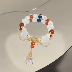 Simple Alloy Till The End Of The Moon Chinese Jewelry Tassel Chain Women Bracelet Beads Pendant - F