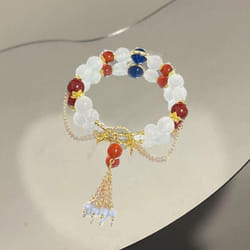 Simple Alloy Till The End Of The Moon Chinese Jewelry Tassel Chain Women Bracelet Beads Pendant - F