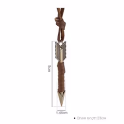 Fashion Vintage Punk Jewelry Men Arrow Pendant Choker Necklace Leather Chain