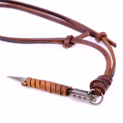 Fashion Vintage Punk Jewelry Men Arrow Pendant Choker Necklace Leather Chain