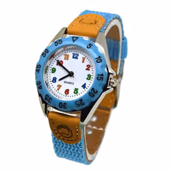 Cute Boys Girls Quartz Watch Kids Children&quot;s Fabric Strap Student Time Clock Wristwatch Gifts - black