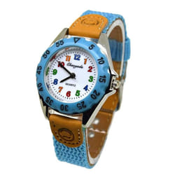 Cute Boys Girls Quartz Watch Kids Children&quot;s Fabric Strap Student Time Clock Wristwatch Gifts - sky blue