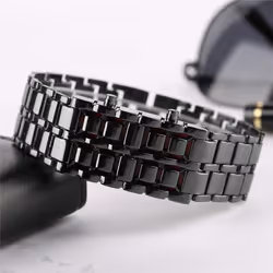 European And American Unique Creative Lava Led Waterproof Trendy Men&apos;s Watch Men&apos;s Bracelet Couple Retro Men&apos;s - Silver shell blue lamp