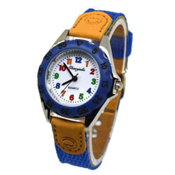 Cute Boys Girls Quartz Watch Kids Children&quot;s Fabric Strap Student Time Clock Wristwatch Gifts - blue