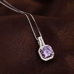 Lindon Fashion Necklace Zircon Pendant Women Wedding Gift Fine Jewellery Pendants - purple