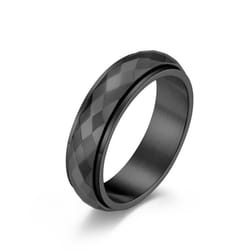 Simple Unisex Rhombus Faceted Hip Hop Ring For Men Women Stainless Steel Couple Finger Ring Stress Relief Anxiety Wedding Jewellery For Ma - black, 5#