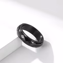 Simple Unisex Rhombus Faceted Hip Hop Ring For Men Women Stainless Steel Couple Finger Ring Stress Relief Anxiety Wedding Jewellery For Ma - black, 5#