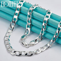 Silver 8mm Side Chain Necklace Fashion Jewelry - 40cm