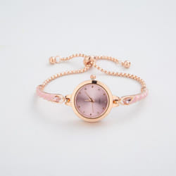 Elegant Bracelet Watches For Women Ladies Adjustable Bracelets Watch Fashion Quartz Wristwatches Gift - Pink