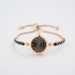 Elegant Bracelet Watches For Women Ladies Adjustable Bracelets Watch Fashion Quartz Wristwatches Gift - Black