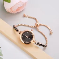 Elegant Bracelet Watches For Women Ladies Adjustable Bracelets Watch Fashion Quartz Wristwatches Gift - Black